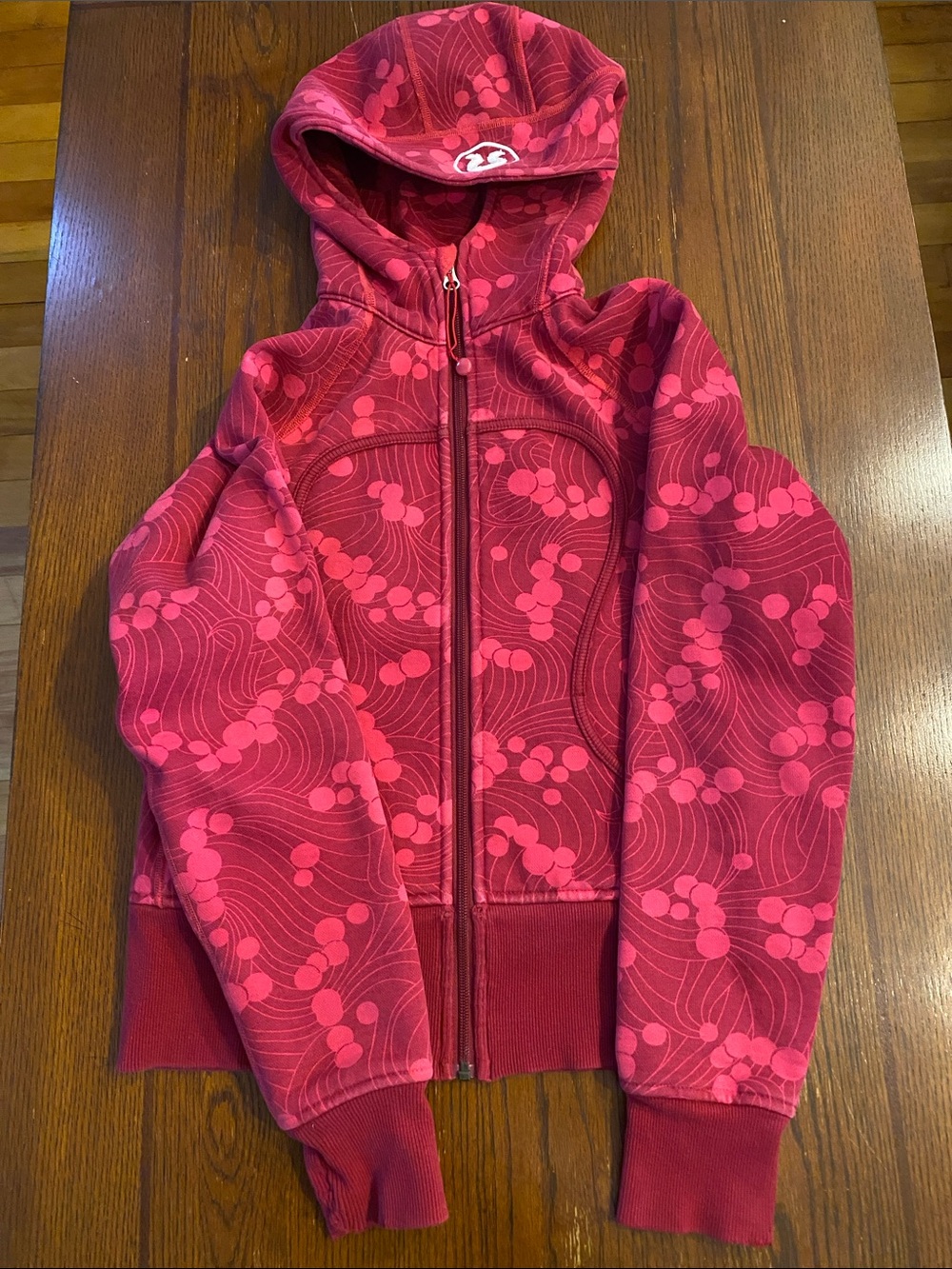 lululemon athletica Girls' Red & Pink Patterned Zip Hoodie